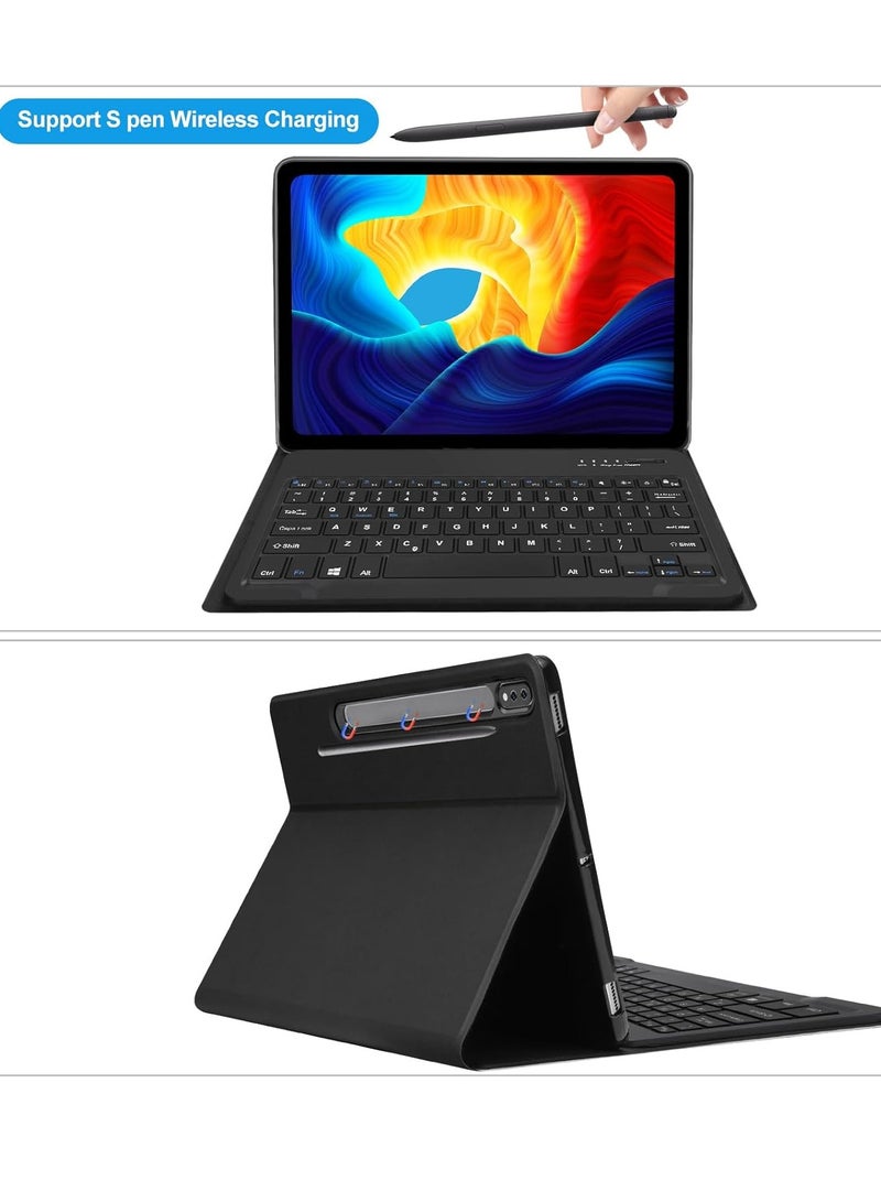 ELTRAZONE Samsung Galaxy Tab S8 Plus/S7 FE/S7 Plus 12.4” Keyboard Case  Magnetic Detachable Bluetooth Keyboard | Protective Stand Cover with S Pen Charging Support | Slim, Durable Case for Galaxy Tab S8+ (2022), S7 FE (2021), S7+ (2020) – Black - Image 3