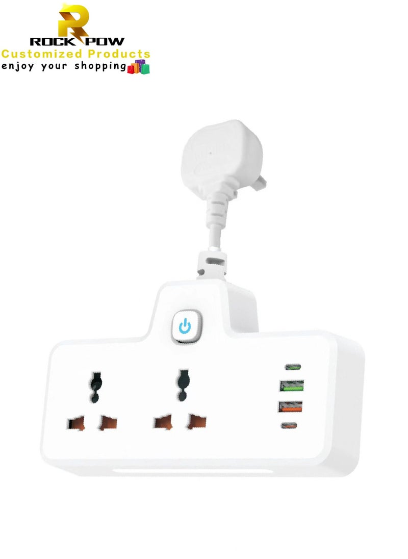 Rock Pow UK Travel Plug Adapter with USB C US to UK Ireland Plug Adapter Type G Travel Adapter with 2 Outlets 2 USB C&2USB A Ports for Scotland London England British Irish Kenya Dubai Travel  - Image 1