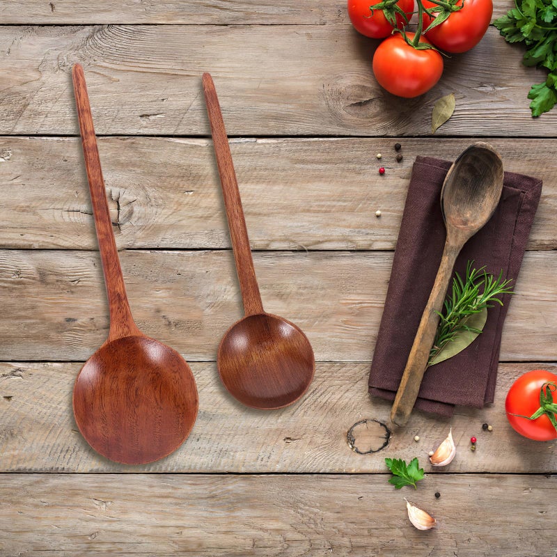 Long and Short Handle Wooden Rice Spoon Set Kitchen Cooking Serving Eco Friendly - Image 5
