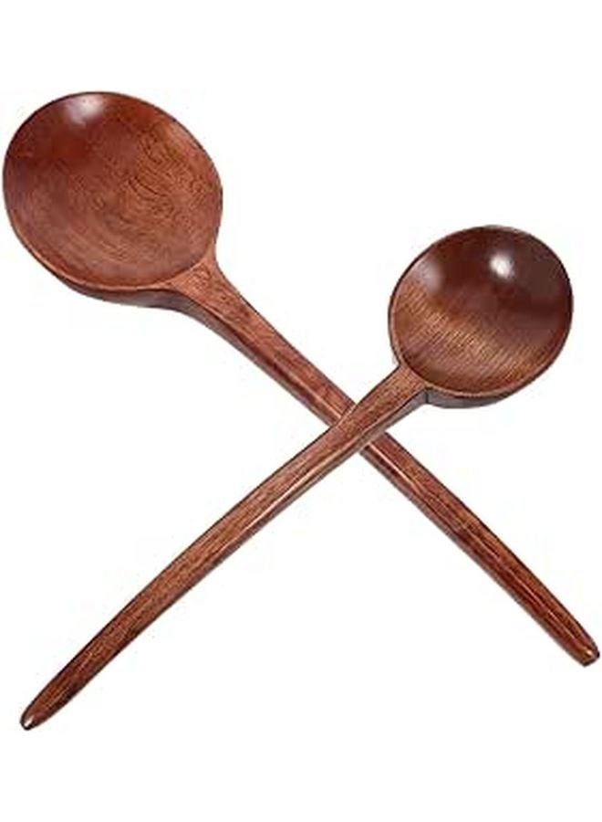 Long and Short Handle Wooden Rice Spoon Set Kitchen Cooking Serving Eco Friendly - Image 1