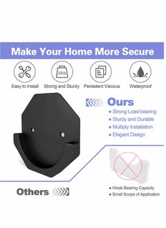 KASTWAVE Shower Curtain Rod Holder 2PCS Adhesive Shower Rod Wall Mount Holder for Wall/Bathroom No Drilling Stick On Black (Shower Curtain Rod Not Included)  - Image 3