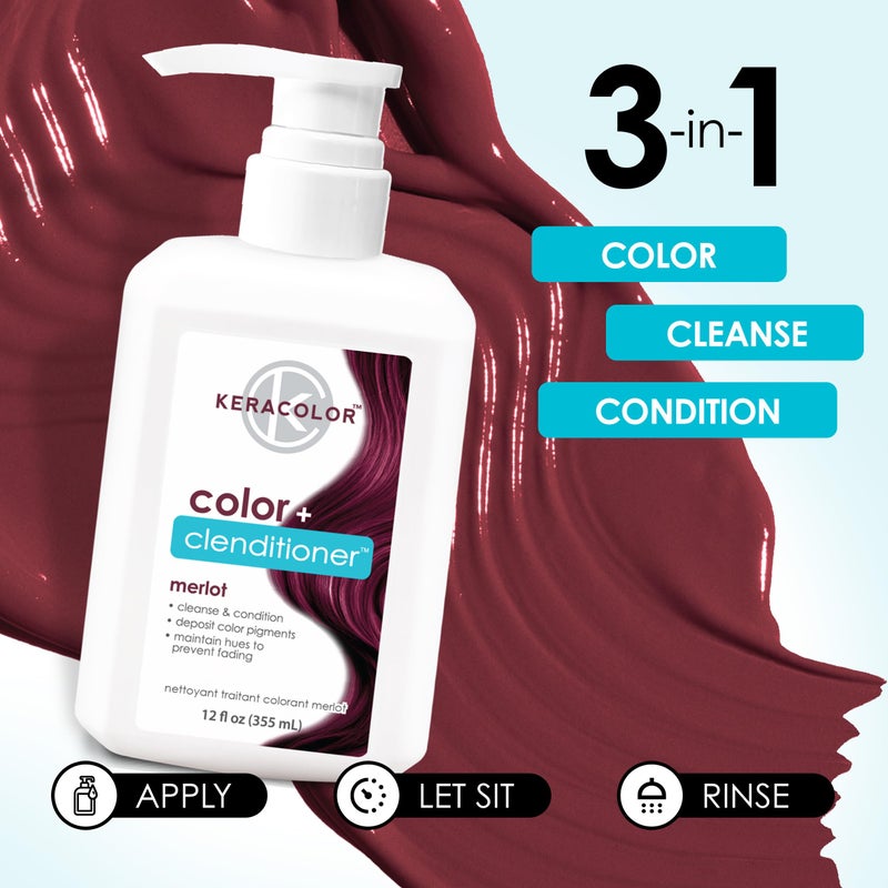 KERACOLOR Keracolor Clenditioner MERLOT Hair Dye - Semi Permanent Hair Color Depositing Conditioner, Cruelty-free, 12 Fl. Oz. - Image 4