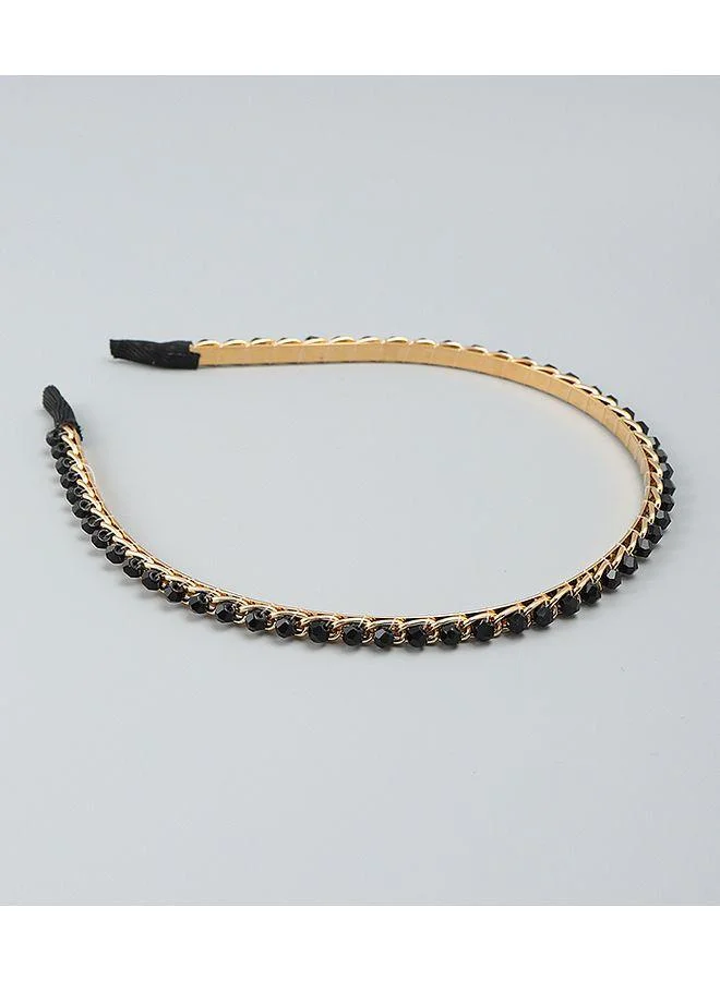 Mark & Mia Mark & Mia Hair Band, Bead Accent, Elegant Design, Decorative Style, Durable, 6 to 12 Years - Black and Golden