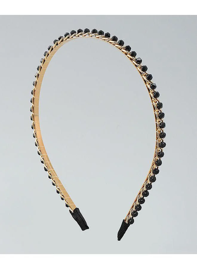 Mark & Mia Mark & Mia Hair Band, Bead Accent, Elegant Design, Decorative Style, Durable, 6 to 12 Years - Black and Golden
