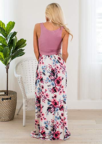 Askwind Mommy and Me Dresses Casual Floral Family Outfits Summer Matching Maxi Dress (Purple, 10-12T) - Image 3