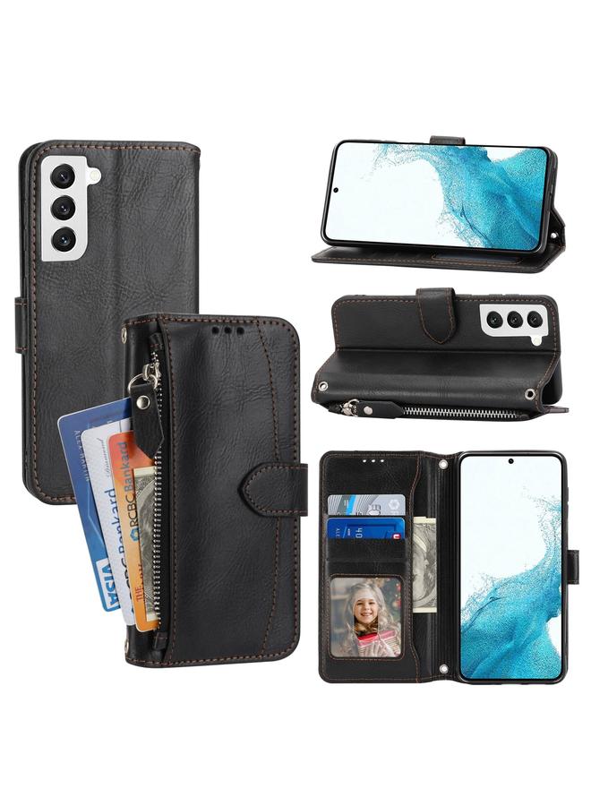 S-TOP Case For Samsung Galaxy S23+ 5G Oil Skin Zipper Wallet Leather Phone Case - Image 1