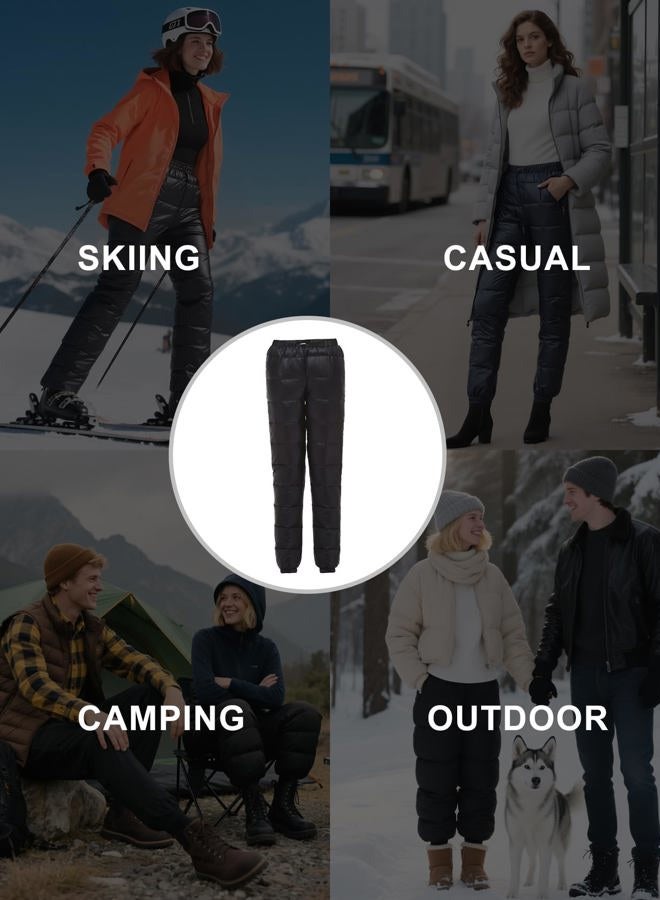 Flygo Women's Packable Winter Warm Snow Pants Utility Compression Down Pant Trousers(Black-Large) - Image 4