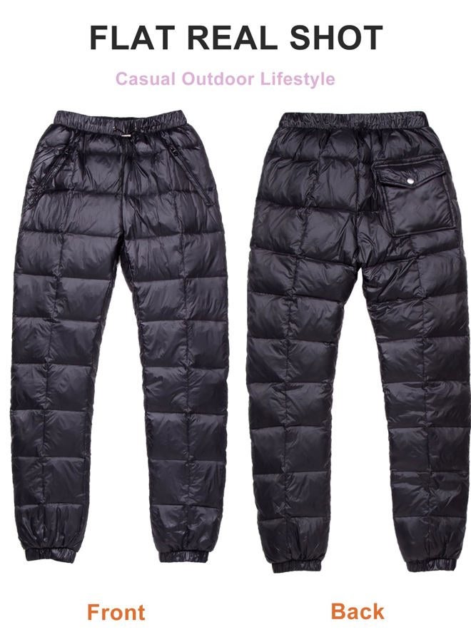 Flygo Women's Packable Winter Warm Snow Pants Utility Compression Down Pant Trousers(Black-Large) - Image 5