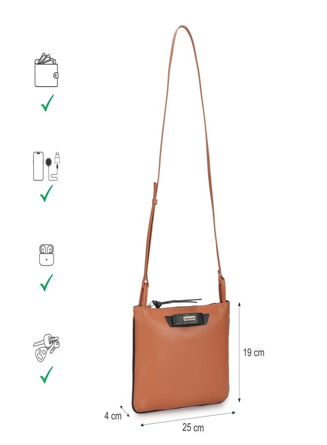 Fastrack Solid PU Structured Sling Bag for Women with Bow Detail | Metal Zipper | Slings for Casual Carry | Ladies Purse Handbag | Trendy Slings for Women - Image 4