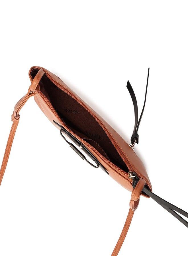Fastrack Solid PU Structured Sling Bag for Women with Bow Detail | Metal Zipper | Slings for Casual Carry | Ladies Purse Handbag | Trendy Slings for Women - Image 5