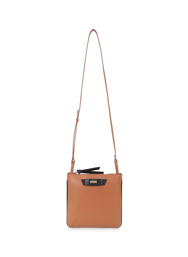 Fastrack Solid PU Structured Sling Bag for Women with Bow Detail | Metal Zipper | Slings for Casual Carry | Ladies Purse Handbag | Trendy Slings for Women - Image 1