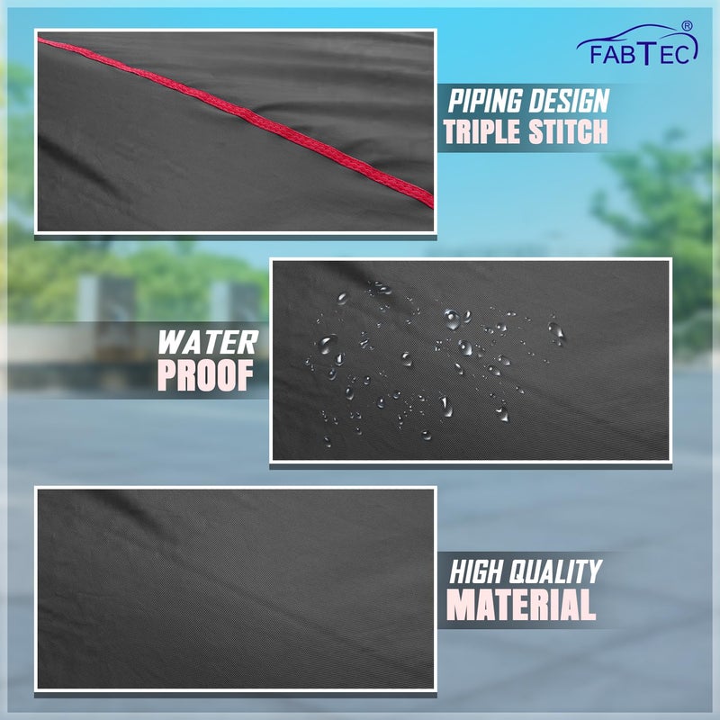 FABTEC Waterproof Premium Car Cover for Tata Nexon with Mirror Pocket Super Waterproof Car Body Cover Heavy Duty Durable Peva Grey with Red Piping - Image 5
