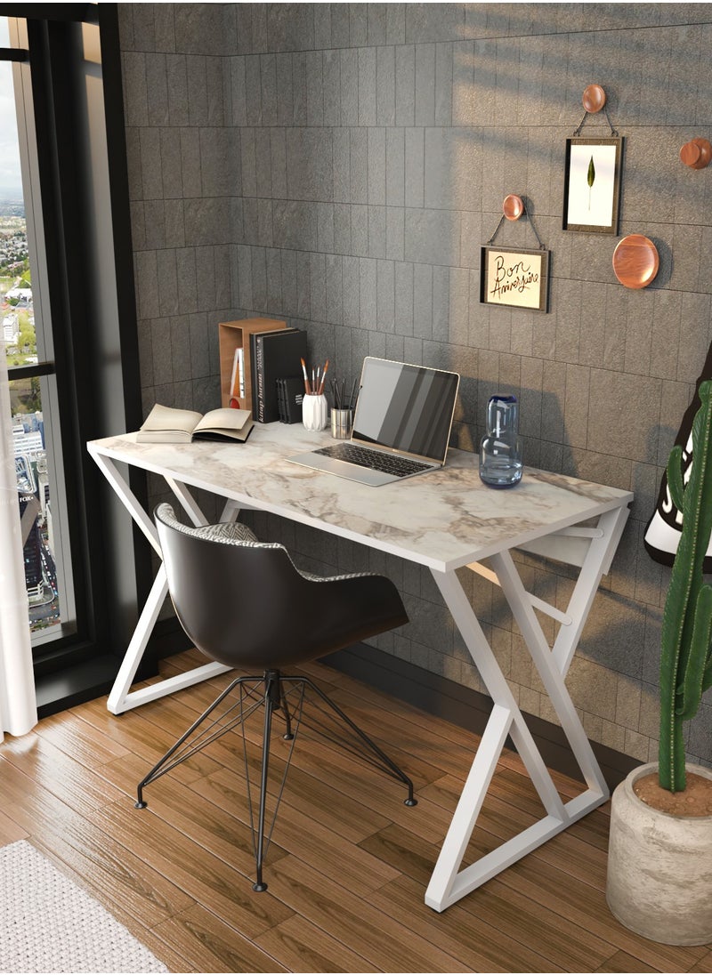 Decorotika Gyza Computer Desk with Crossbar Metal Frame 120 cm | Work Table  - Image 3