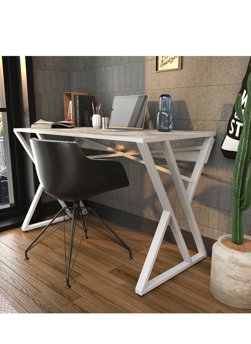 Decorotika Gyza Computer Desk with Crossbar Metal Frame 120 cm | Work Table  - Image 4