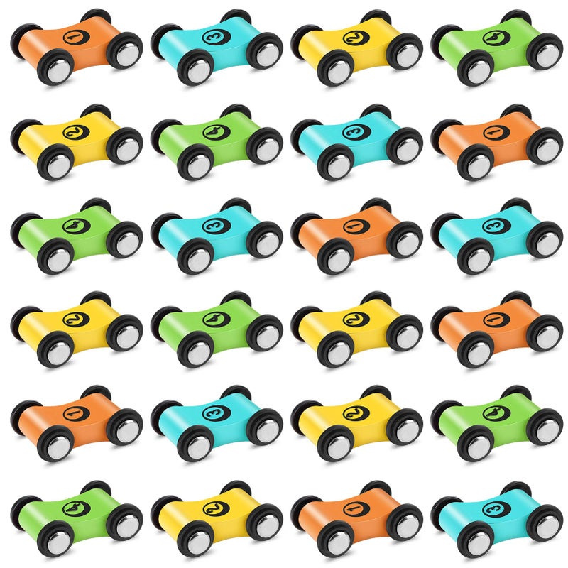 XLSXEXCL 24 Pcs Wooden Cars for Ramp Wooden Car Ramp Replacement Car Toy Vehicle Play Sets Top Bright Car Ramp Toy for Race Track Replacement Cars Aged 3 Toddlers Party Gift - Image 3