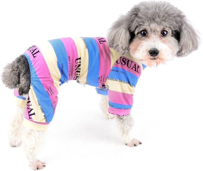 KASTWAVE Ergonomic build Small Dog Pajamas Cotton Jumpsuit with 4 Legs, Cute Stripe Puppy Pyjamas Soft Breathable Pullover Romper for Chihuahua, Poodle, Indoor Sleepwear and Photo Shoots, Suitable for weight 4-6 catties Sand resistant - Image 3