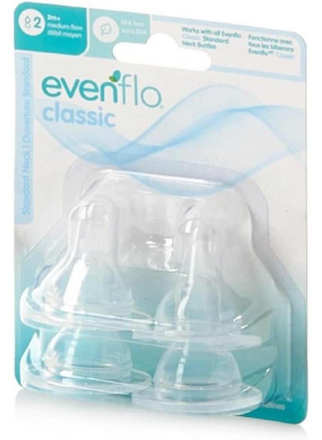 Evenflo CustomFlow Classic Silicone Nipples, Medium Flow (3-6 months) 4 ea (Pack of 2)