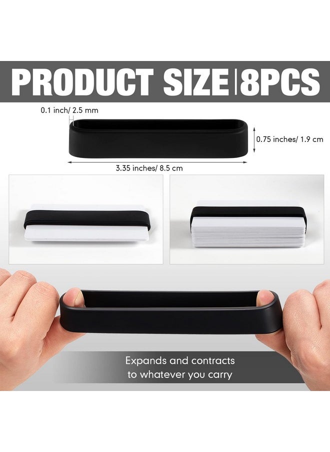 Jerify - Set Of 8 Wallet Band Money Bands Silicone Bands For Money Cash Cards Elastic Money Holder Wallet Money Clip Alternative With 4 Pvc Cards For Men Women (Black) - Image 1