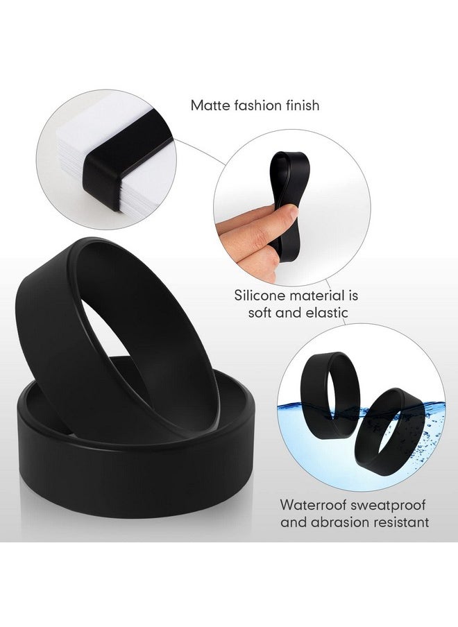 Jerify - Set Of 8 Wallet Band Money Bands Silicone Bands For Money Cash Cards Elastic Money Holder Wallet Money Clip Alternative With 4 Pvc Cards For Men Women (Black) - Image 1