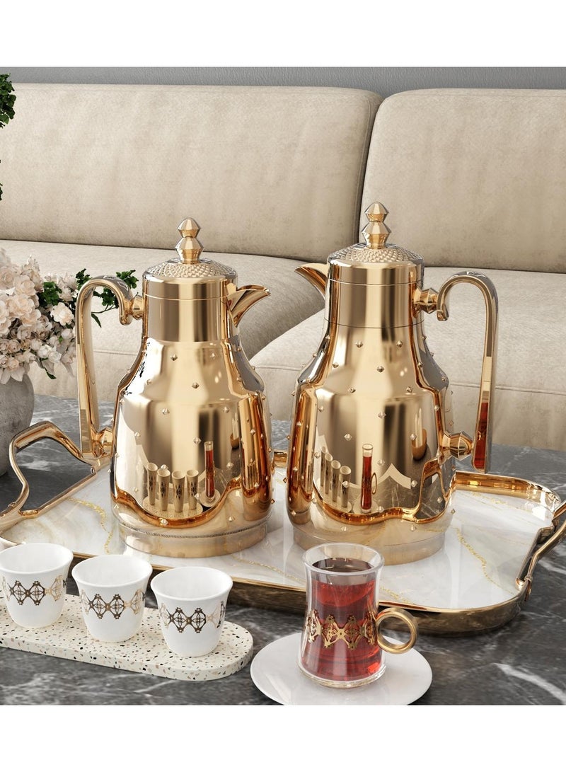 Refan Thermos set for Tea and Coffee Elegant and Modern Golden 1 L/0.5 L