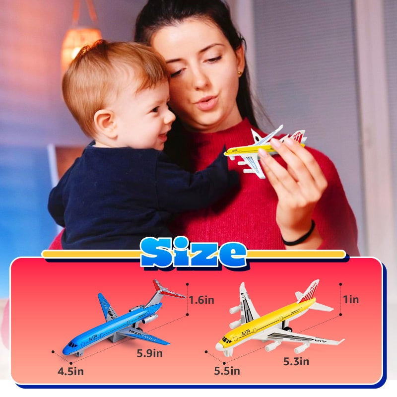 AtomDream Tech Airplane Toys, Metal and Plastic Plane Pull Back Airplane Toys for 3 4 5 6 Years Old Boys Girls, Die Cast Aircraft Plane Models, Kids' Play Vehicles Aeroplane Airplanes for Birthday Gifts (2 pack) - Image 4