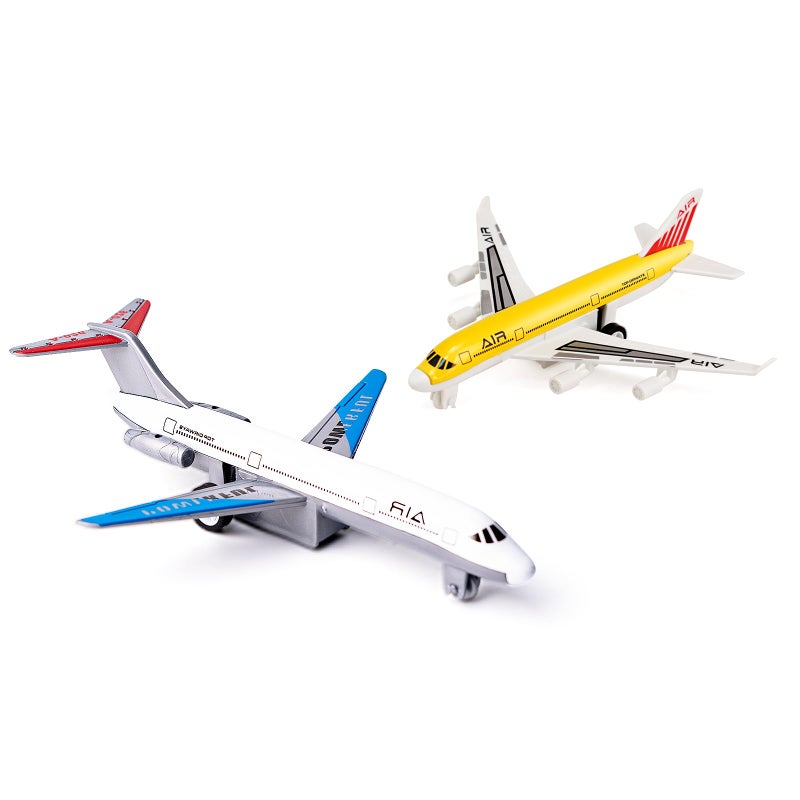 AtomDream Tech Airplane Toys, Metal and Plastic Plane Pull Back Airplane Toys for 3 4 5 6 Years Old Boys Girls, Die Cast Aircraft Plane Models, Kids' Play Vehicles Aeroplane Airplanes for Birthday Gifts (2 pack) - Image 1