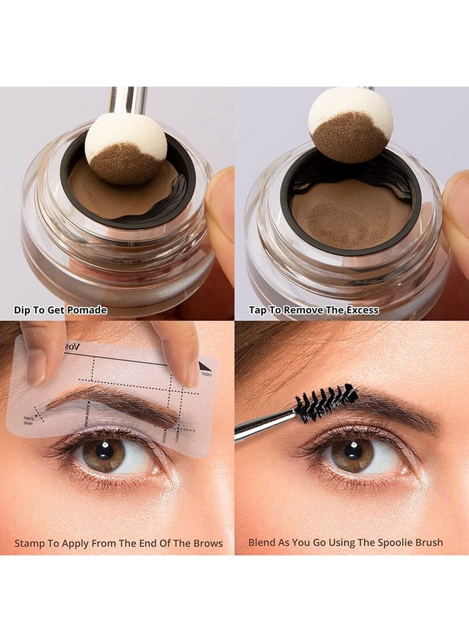 VOSBUTY - Eyebrow Stamp Stencil Kit Eyebrow Stamp For Perfect Brows Brow Stamp Kit With 12 Classic Eyebrow Stencils Eye Brow Stamping Kit Longlasting Waterproof Smudgeproof Eyebrow Color Stamp Kit (Ebony) - Image 1