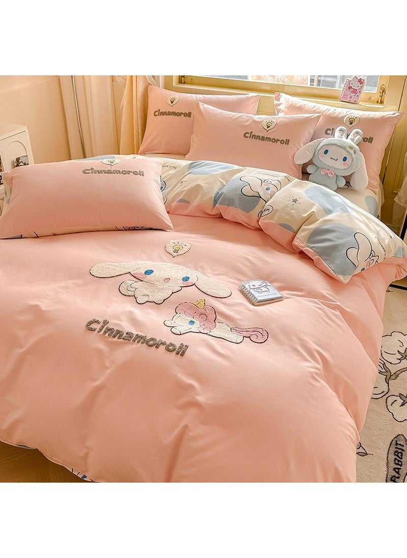 Bluejw Cinnamoroll Anime Bedding Set 4 Piece 3D Cartoon Cute Printed Soft Microfiber Comforter Set with Zipper Closer Gifts for Kids Teenagers Adult  - Image 1