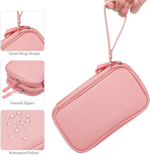 CAOODKDK Electronic Organizer Travel Cable Accessories Bag, Electronic Organizer Case, Electronic Accessories Organizer Bag for Power Bank, Charging Cords, Chargers, Mouse, USB Cable, Earphones (Light Pink) - Image 5