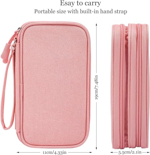 CAOODKDK Electronic Organizer Travel Cable Accessories Bag, Electronic Organizer Case, Electronic Accessories Organizer Bag for Power Bank, Charging Cords, Chargers, Mouse, USB Cable, Earphones (Light Pink) - Image 2