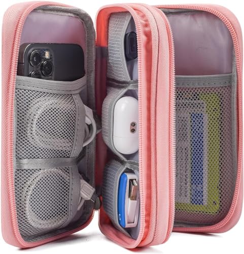 CAOODKDK Electronic Organizer Travel Cable Accessories Bag, Electronic Organizer Case, Electronic Accessories Organizer Bag for Power Bank, Charging Cords, Chargers, Mouse, USB Cable, Earphones (Light Pink) - Image 4