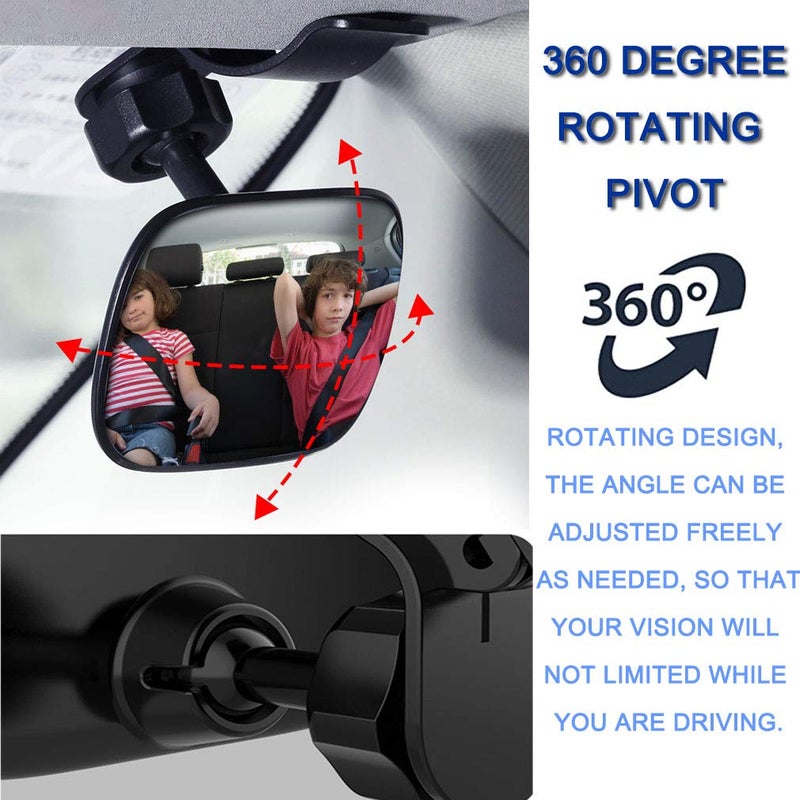 JONMON Automotive Interior Rearview Baby Mirror - Car Small Clip-On Adjustable Facing Back Rear View Seat Convex Mirror Clip on Car or Truck Sun Visor (Original) - Image 4