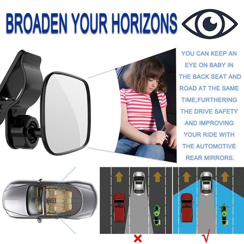 JONMON Automotive Interior Rearview Baby Mirror - Car Small Clip-On Adjustable Facing Back Rear View Seat Convex Mirror Clip on Car or Truck Sun Visor (Original) - Image 5