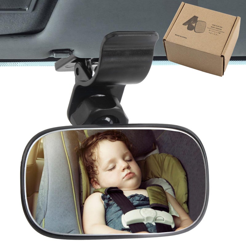 JONMON Automotive Interior Rearview Baby Mirror - Car Small Clip-On Adjustable Facing Back Rear View Seat Convex Mirror Clip on Car or Truck Sun Visor (Original) - Image 1