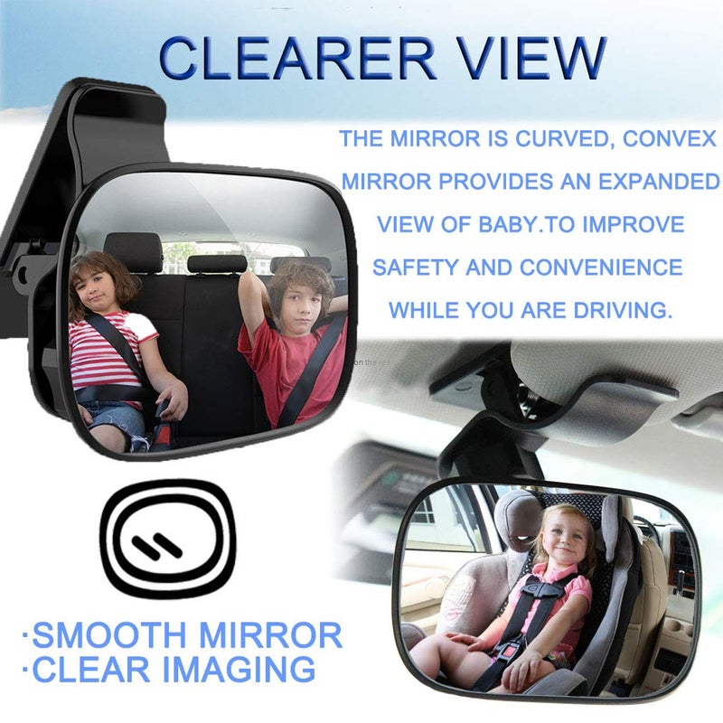 JONMON Automotive Interior Rearview Baby Mirror - Car Small Clip-On Adjustable Facing Back Rear View Seat Convex Mirror Clip on Car or Truck Sun Visor (Original) - Image 3