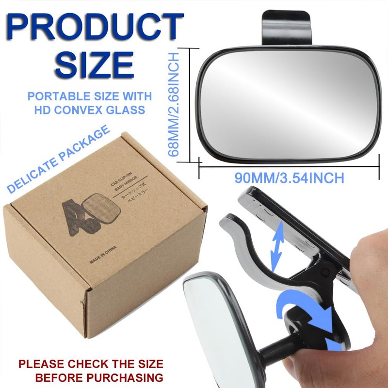 JONMON Automotive Interior Rearview Baby Mirror - Car Small Clip-On Adjustable Facing Back Rear View Seat Convex Mirror Clip on Car or Truck Sun Visor (Original) - Image 2