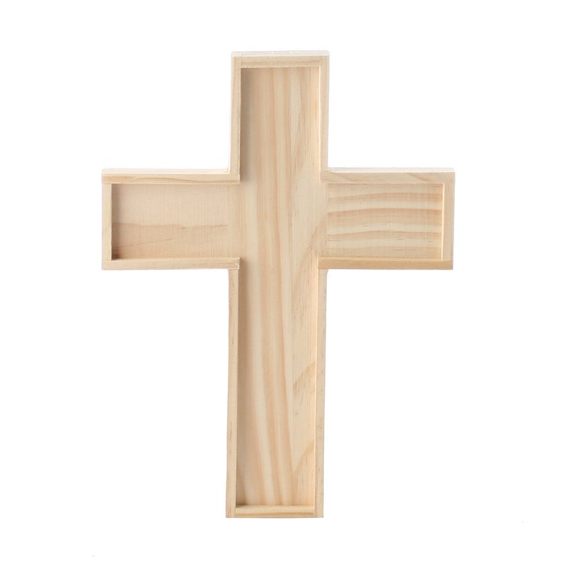 Pack of 6  Unfinished Wooden Crosses for Painting and Crafts with Wall Hanger Hooks 9 Inches Tall x 65 Inches Wide