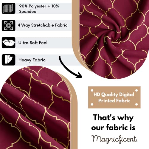 BRIDA® Stretchable Floral Geometric Printed Dining Chair Covers Set of 4 Seater Elastic Chair Seat Case Protector, Slipcovers (4 Chair Cover, Maroon Diamond),Polyester;Polyester Blend - Image 4