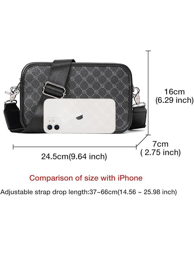 Crossbody Bag, Men's Bag Adjustable Shoulder Strap Crossbody Bag, Men's Shoulder Bag, Simple and Versatile Outdoor Small Square Bag, Horizontal Small Shoulder Bag, Plaid Men's Bag Shoulder Bag - Image 3