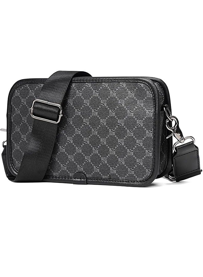 Crossbody Bag, Men's Bag Adjustable Shoulder Strap Crossbody Bag, Men's Shoulder Bag, Simple and Versatile Outdoor Small Square Bag, Horizontal Small Shoulder Bag, Plaid Men's Bag Shoulder Bag - Image 5