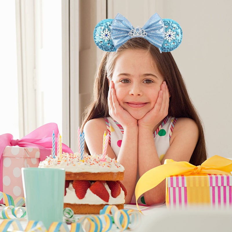 MADO Glitter Princess Mouse Ears Headband with Park Ears, Dress-up Hair Accessory for Women and Girls (ICE BLUE) - Image 2