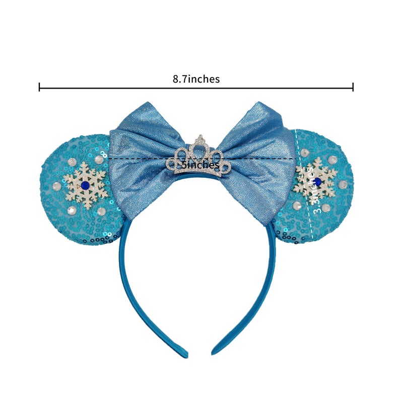MADO Glitter Princess Mouse Ears Headband with Park Ears, Dress-up Hair Accessory for Women and Girls (ICE BLUE) - Image 5