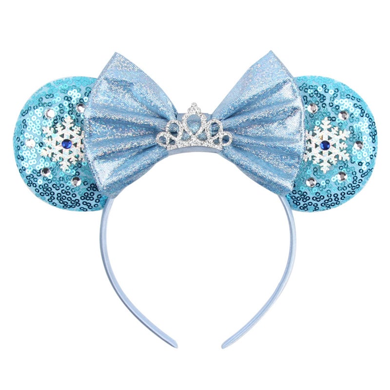 MADO Glitter Princess Mouse Ears Headband with Park Ears, Dress-up Hair Accessory for Women and Girls (ICE BLUE) - Image 1