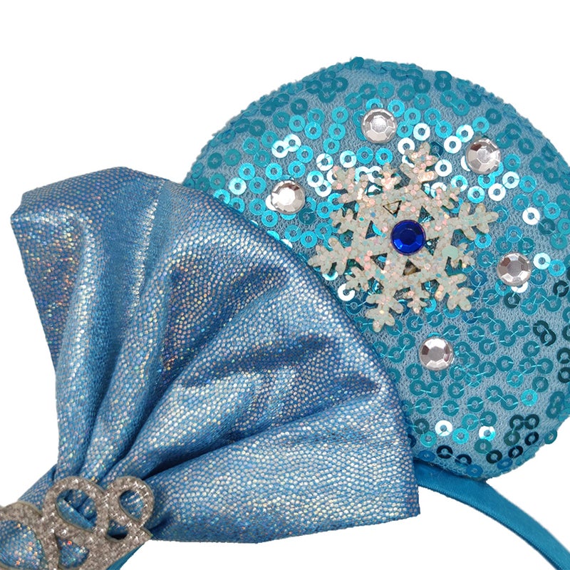 MADO Glitter Princess Mouse Ears Headband with Park Ears, Dress-up Hair Accessory for Women and Girls (ICE BLUE) - Image 4