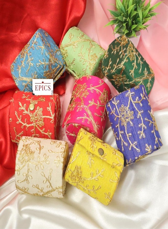 Epics (Pack of 3) Embroidered Churi Box, Bangle Organiser For Women, Bangle Box Storage For Women; Return Gift Round Bangle Box (Multi-Colour) - Image 1