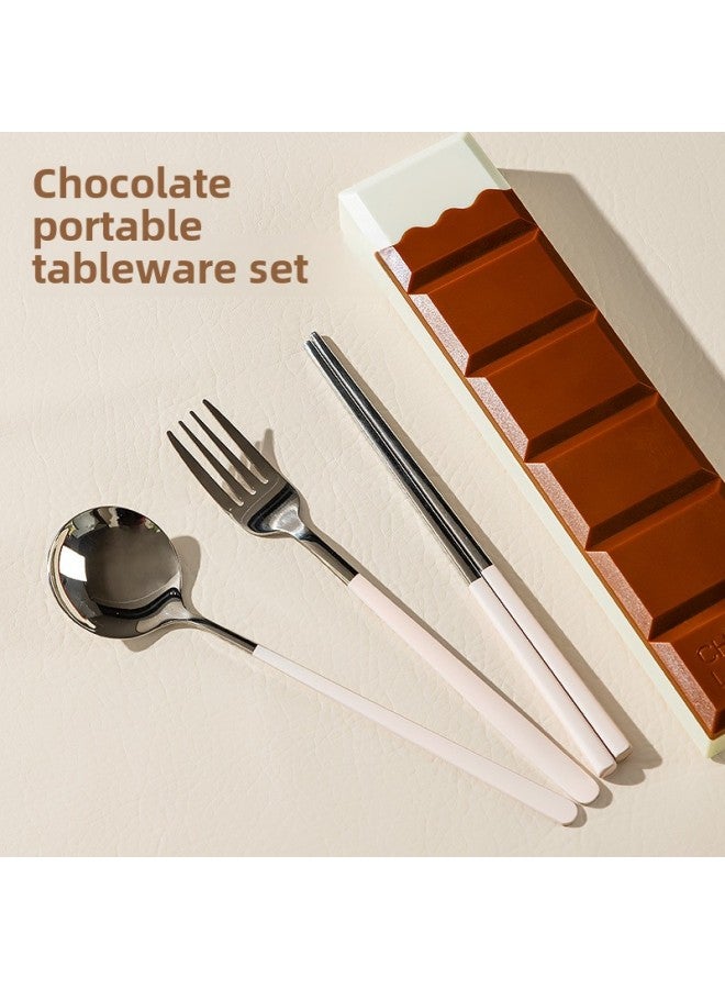 304 Stainless Steel Tableware Chocolate Portable Box Chopsticks Spoon Fork Suit Students Office Workers With Special-Specifications:Ordinary Fork - Image 3