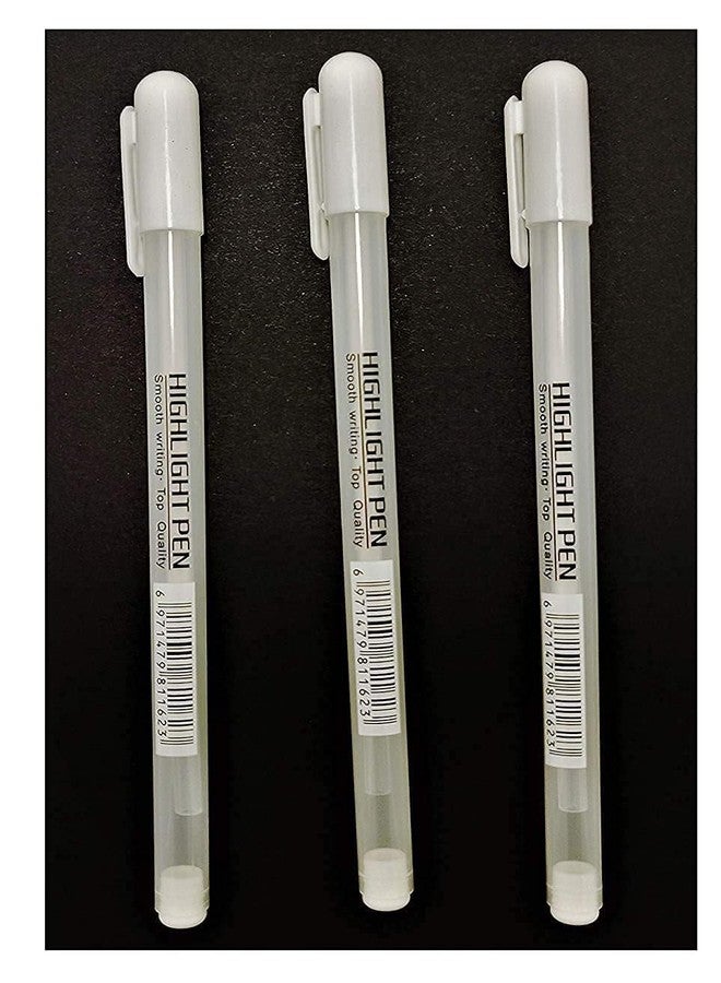 kreni White Highlight Gel Pen for Hand Paint Design Mandala Art, Black Paper & Doodling Illustration Deisgn Fine Point 0.8mm Opaque White Archival Ink Pens (Pack Of 3) - Image 1
