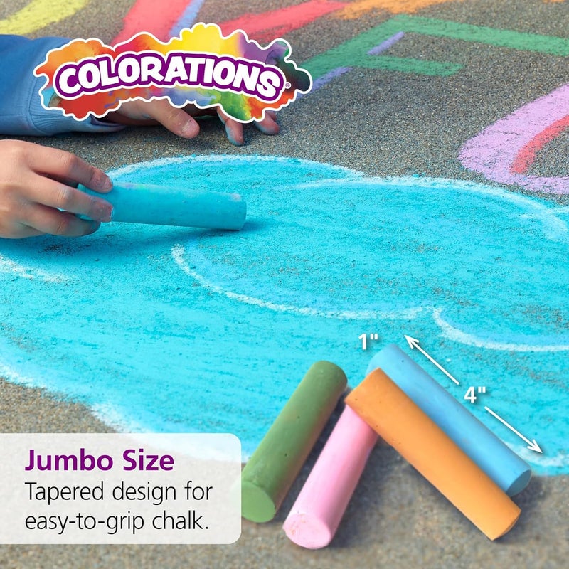 Colorations طقم طباشير الرصيف للفصول الدراسية، مجموعة متنوعة، للعب في الهواء الطلق، بدون شاشات، إبداع، رسم، لعبة القفز، سهل الإمساك، ألوان ونقوش - Image 5