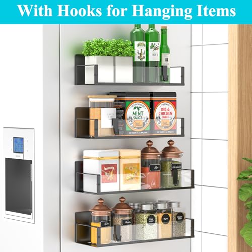 HuggieGems 4 Pack Magnetic Spice Storage Rack Organizer for Refrigerator and Oven, Clear Fridge Organizers and Storage - Image 2