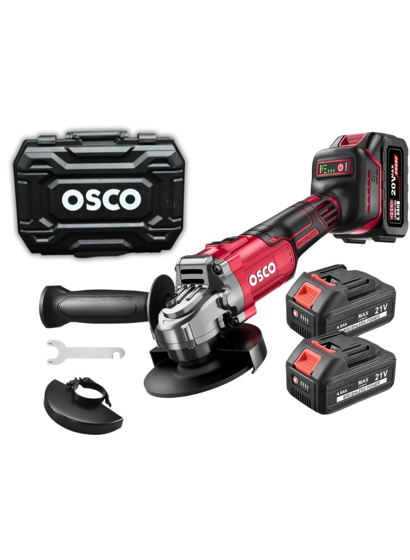OSCO-TOOLS Osco Brushless Cordless Angle Grinder 4.5-inch, 20V is a powerful and portable tool designed for cutting, grinding, and sanding a variety of materials such as metal, stone, and plastic. With its brushless motor and versatile features, this angle grinder is an excellent choice for professionals and DIY enthusiasts who need a reliable and efficient tool. - Image 1